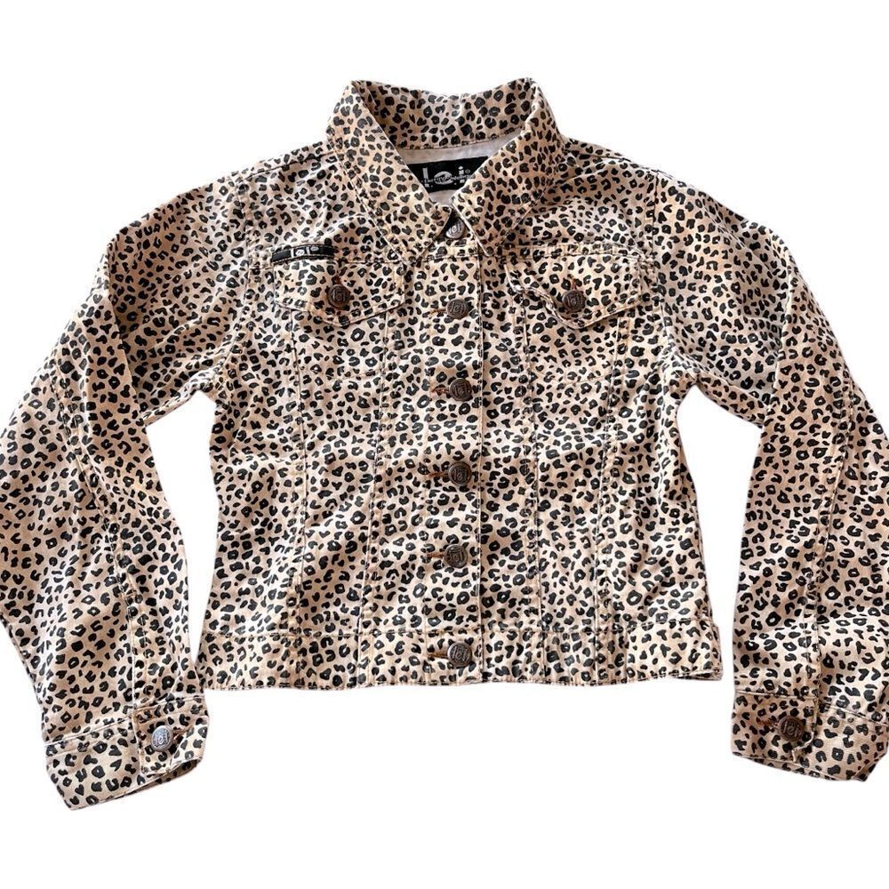 Vintage Lei Leopard Print Denim Jacket